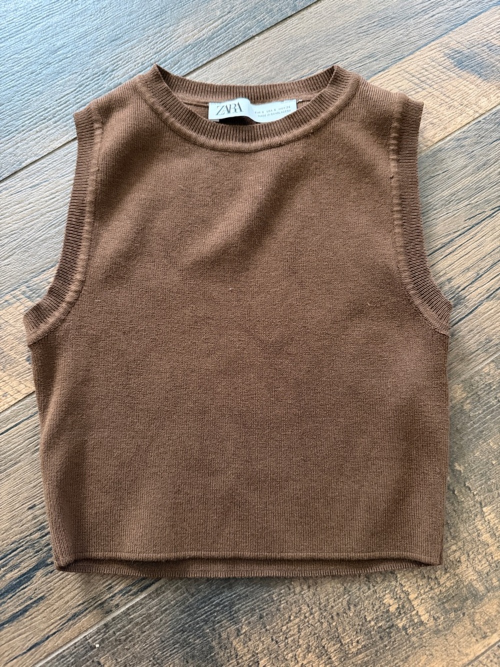 Zara Chocolate Brown Knit Sleeveless Top